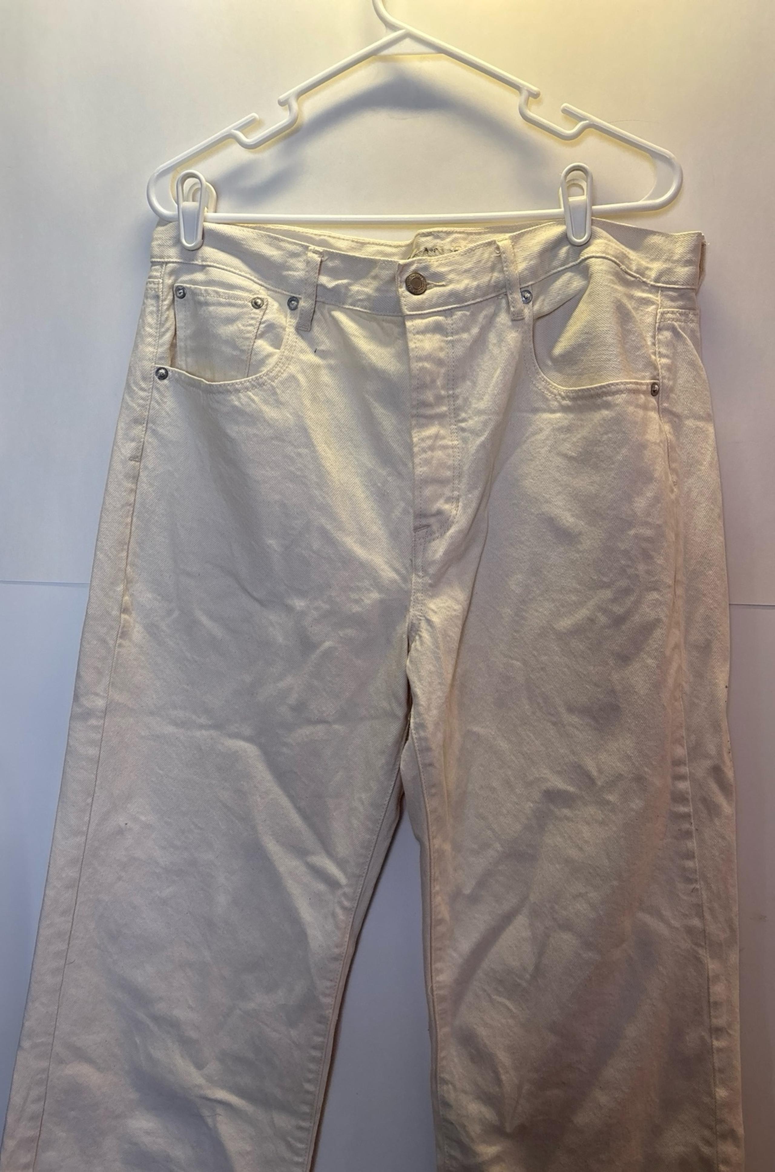 American Eagle white denim wide leg crop (size 14)