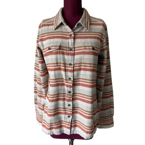 Patagonia Long Sleeve Fjord Flannel Shirt size 8 Button Down Arborist Striped Dr