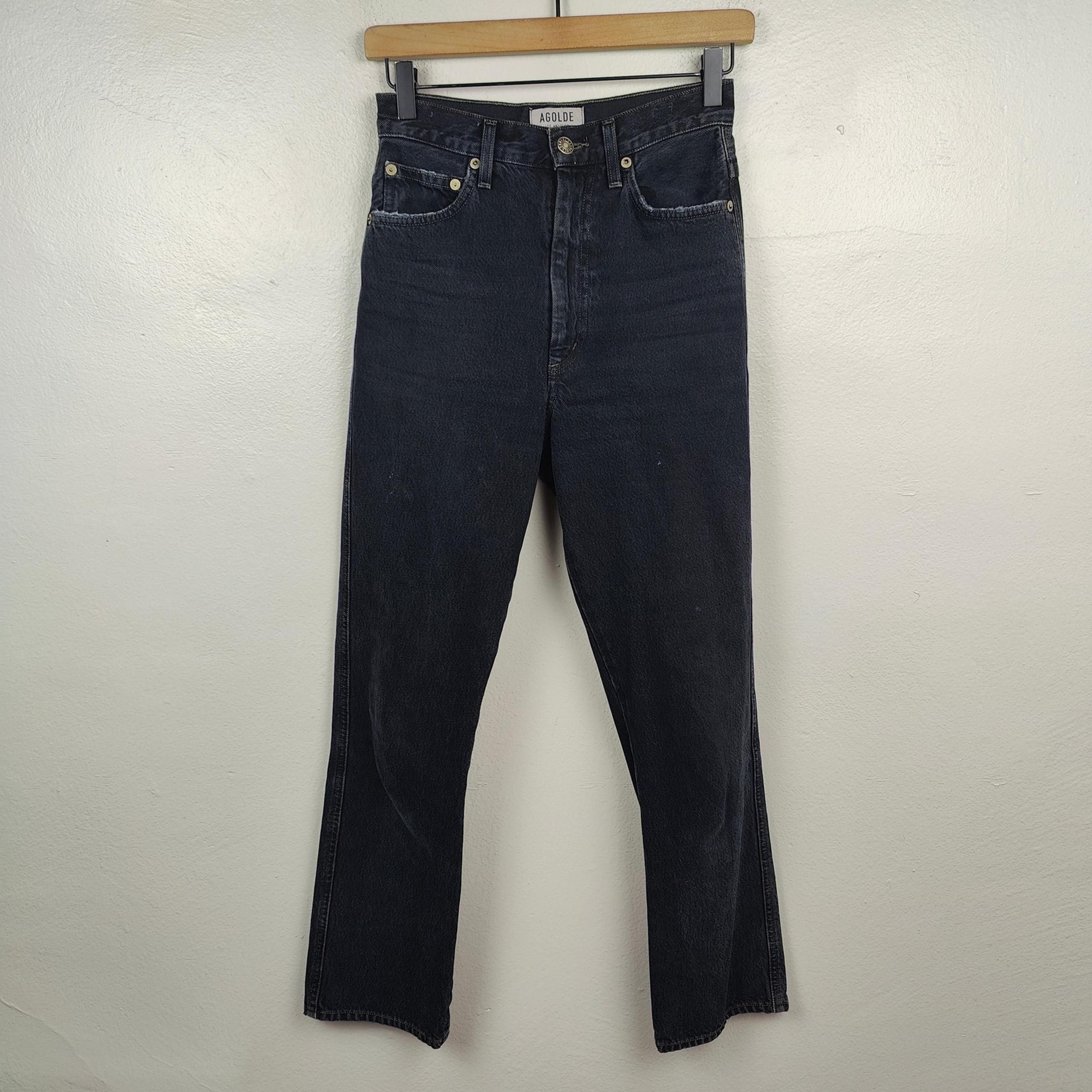 Agolde Pinch Waist High Rise Kick Flare Jeans Womens 24 Black Wash Pepper