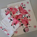 Vintage Bathroom Hand Towel Mat Set Floral MCM Pink Roses 5 Piece Sayco Fringe