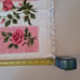 Vintage Bathroom Hand Towel Mat Set Floral MCM Pink Roses 5 Piece Sayco Fringe