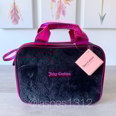 JUICY COUTURE Bag Cosmetic Travel Train Case - Pink & Black