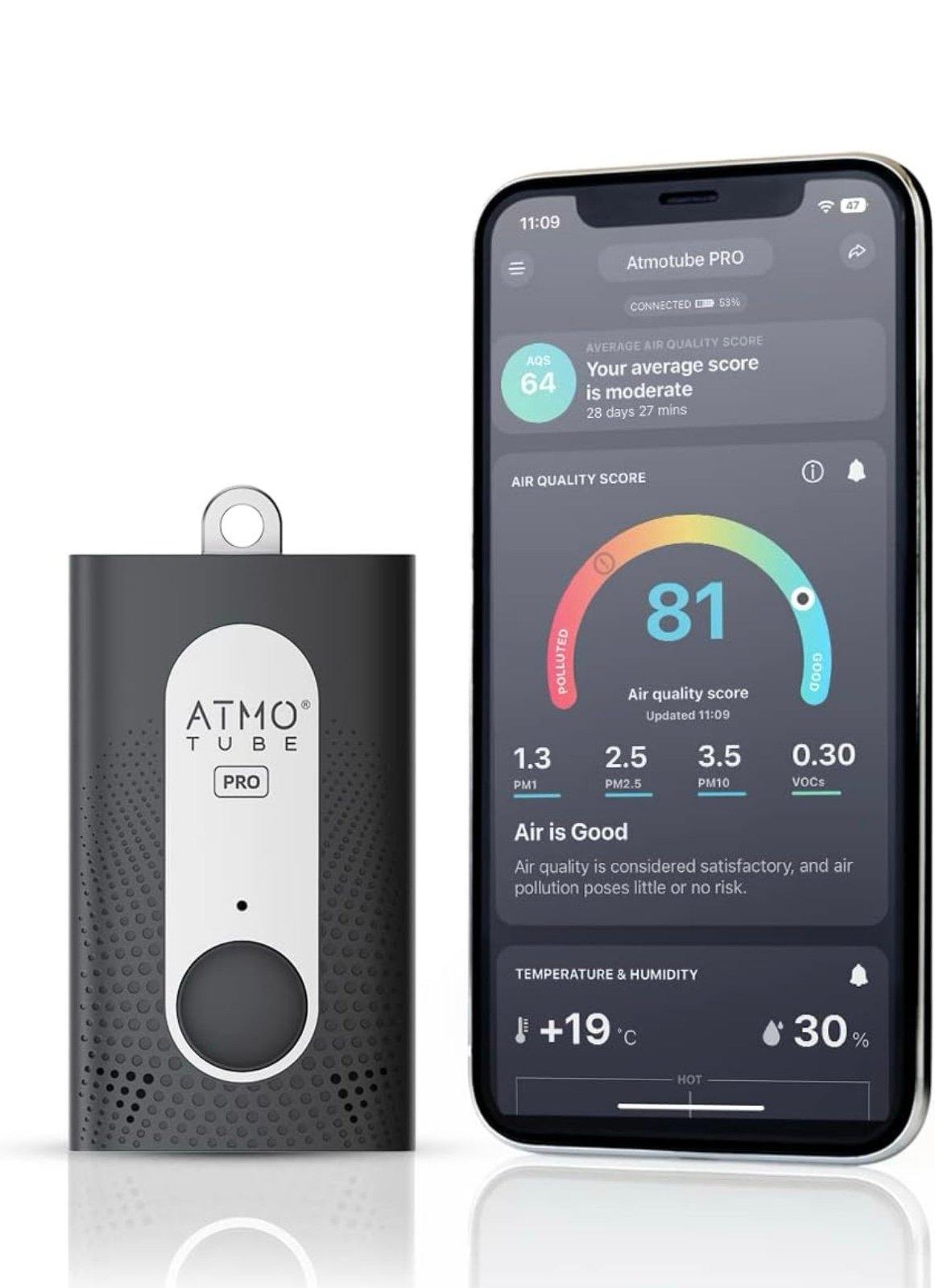 Atmotube PRO Portable Outdoor and Indoor Professional Air Quality Monitor