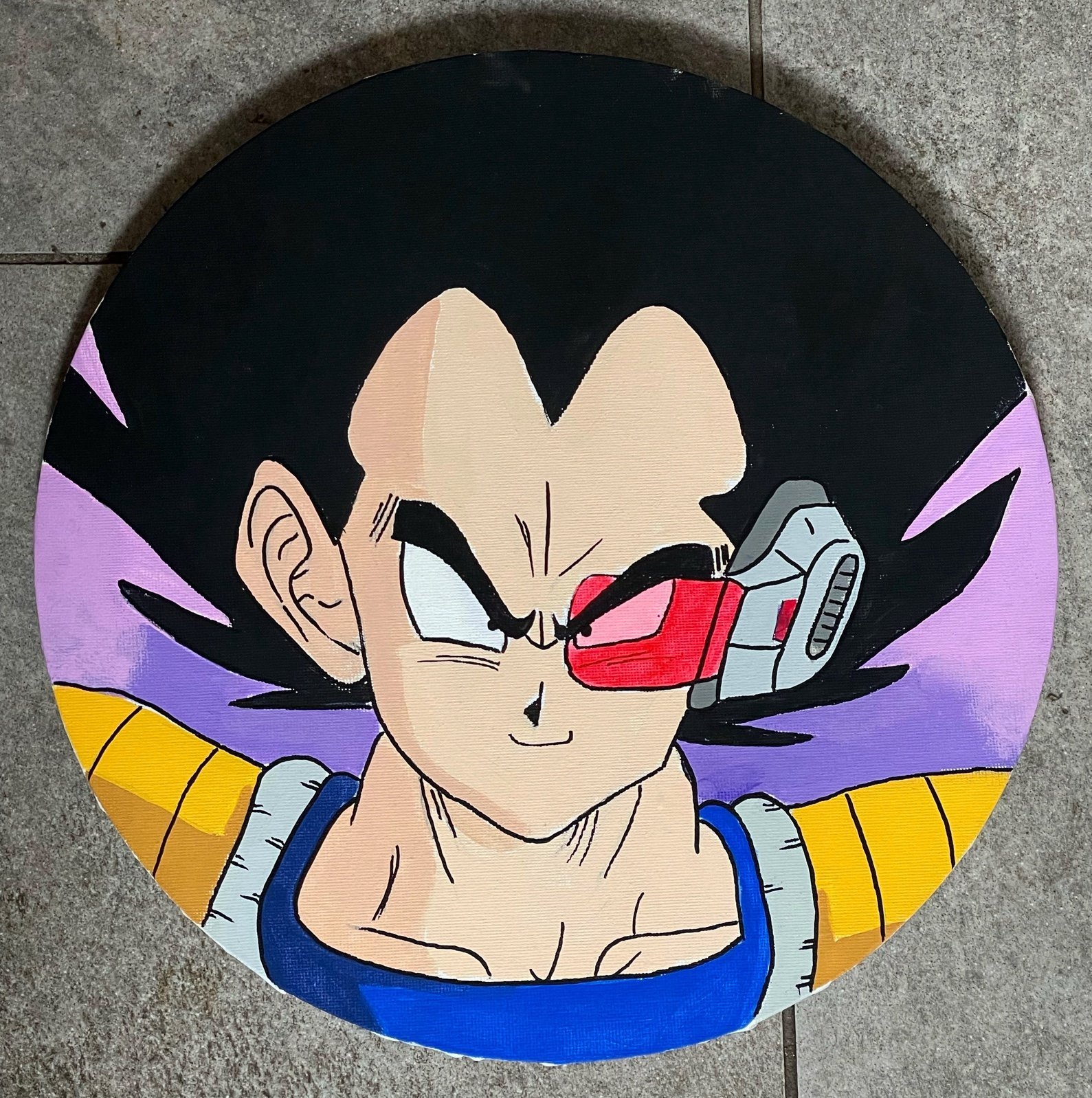 Vegeta painting . Circle canvas. Acrylic paint .