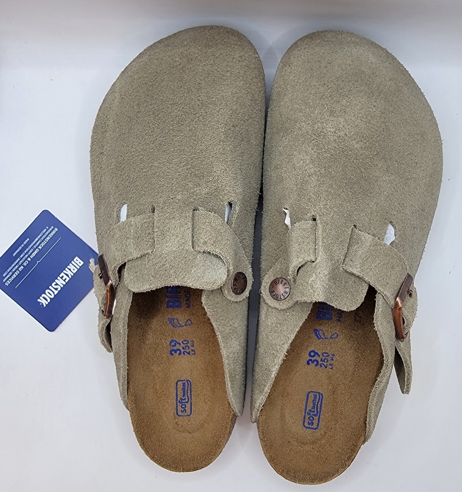 Birkenstock Boston bs leather suede soft footbed taupe color regular wide
