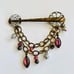 VTG Marjorie Baer SF Pin Brooch Signed Regal Crystal Pearl Mod Bronze Chunky Big