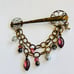 VTG Marjorie Baer SF Pin Brooch Signed Regal Crystal Pearl Mod Bronze Chunky Big