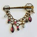 VTG Marjorie Baer SF Pin Brooch Signed Regal Crystal Pearl Mod Bronze Chunky Big