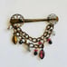 VTG Marjorie Baer SF Pin Brooch Signed Regal Crystal Pearl Mod Bronze Chunky Big