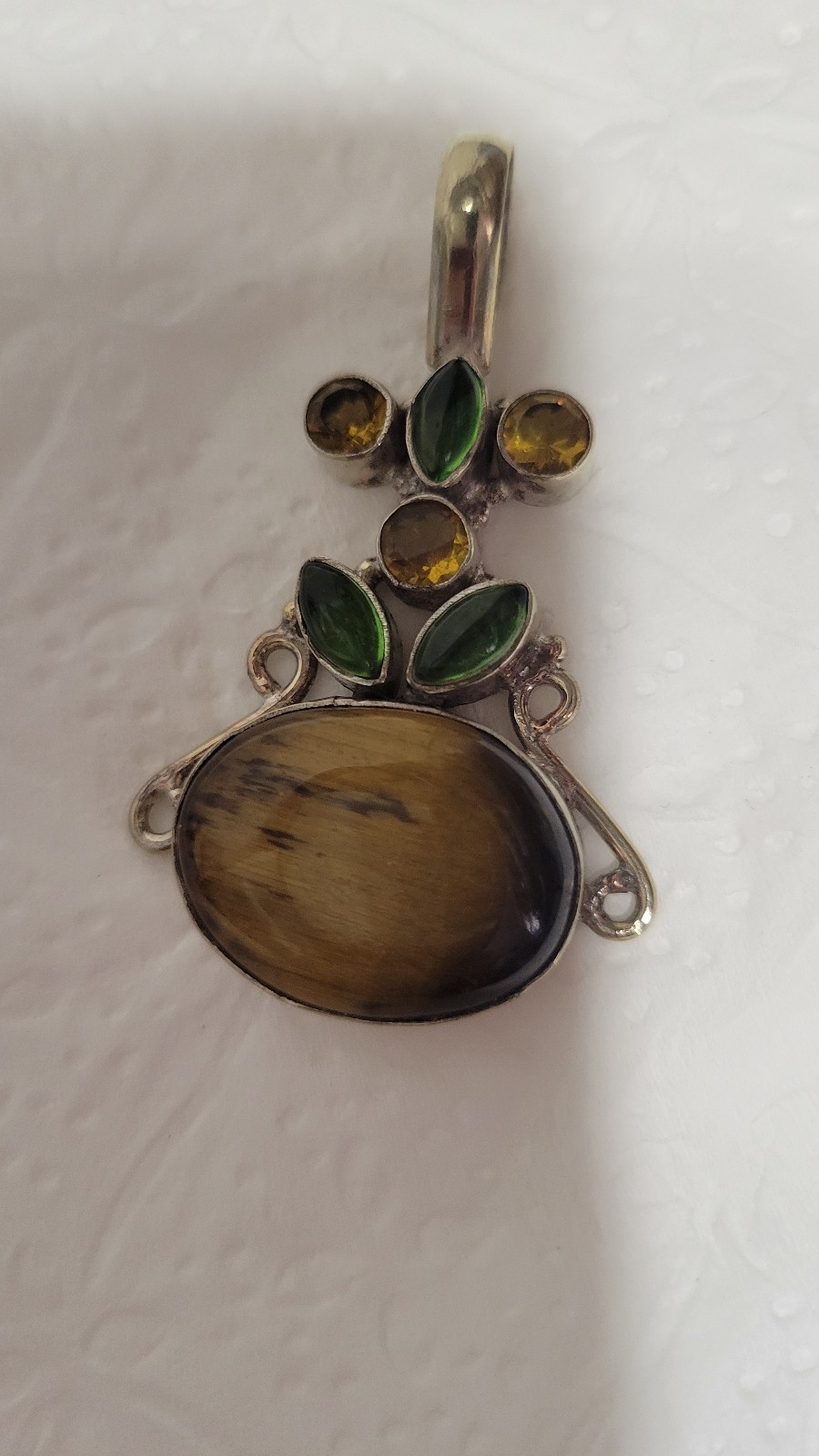 Tiger's Eye, Peridot and Citrine Pendant