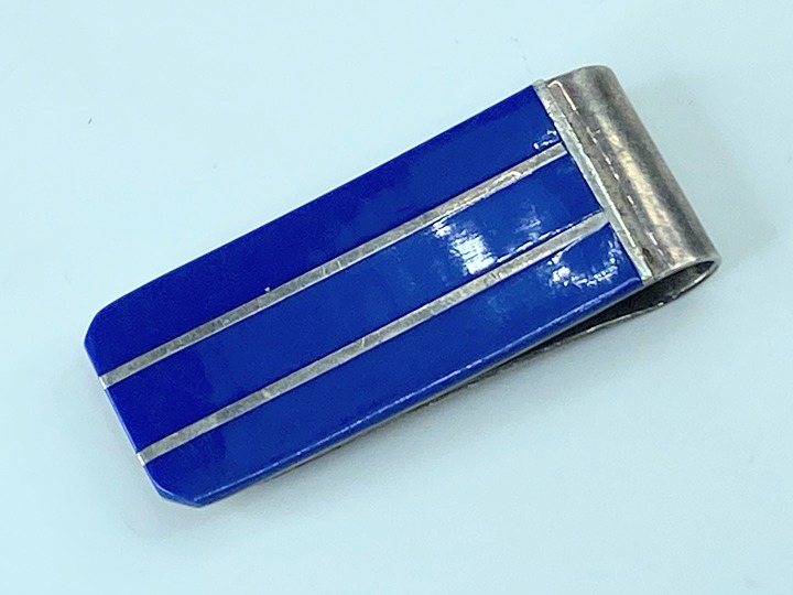 Sterling Silver Blue Lapis Stripe Money Clip 22.5g 2 1/8 SS43
