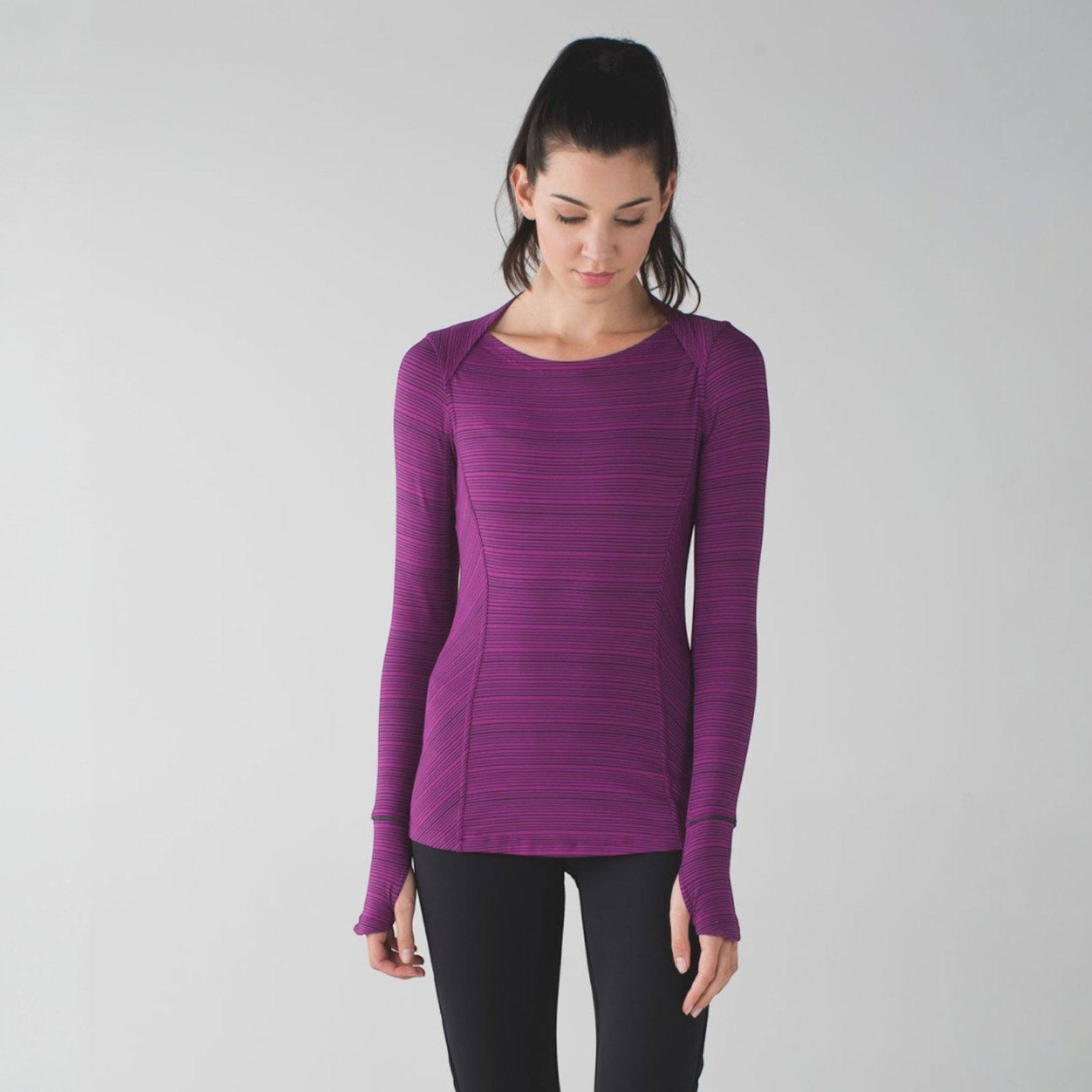 Lululemon Stripe Regal Plum Naval Blue Kanto Catch Me Long Sleeve