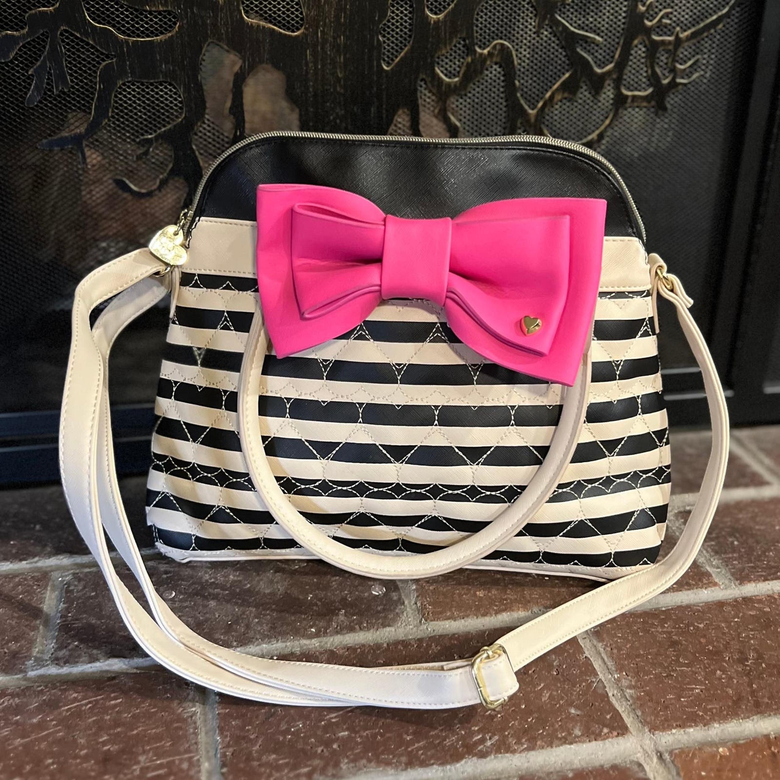 Betsey Johnson NWT Striped and Hearts Marilyn Satchel