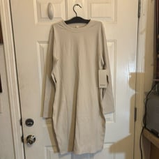 Lululemon Ribbed Long-Sleeve Dress, White Opal, Size 14