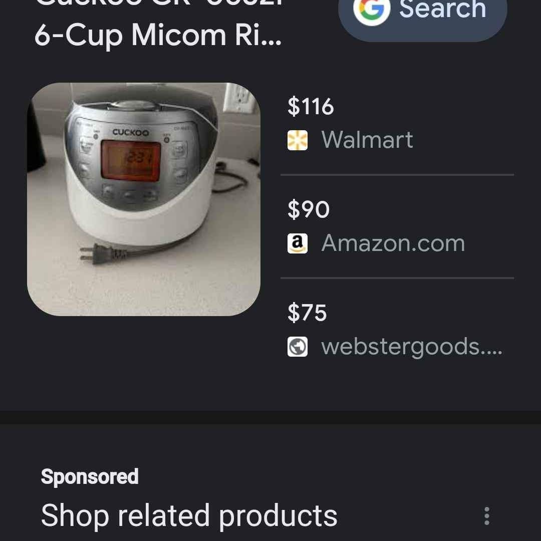 Cuckoo Asian Rice Cooker 6 cup