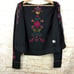 Johnny Was Hoodie Womens M Black Embroidered Full Zip Joy Love Light Floral Boho