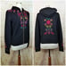 Johnny Was Hoodie Womens M Black Embroidered Full Zip Joy Love Light Floral Boho