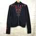Johnny Was Hoodie Womens M Black Embroidered Full Zip Joy Love Light Floral Boho