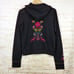 Johnny Was Hoodie Womens M Black Embroidered Full Zip Joy Love Light Floral Boho
