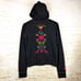 Johnny Was Hoodie Womens M Black Embroidered Full Zip Joy Love Light Floral Boho
