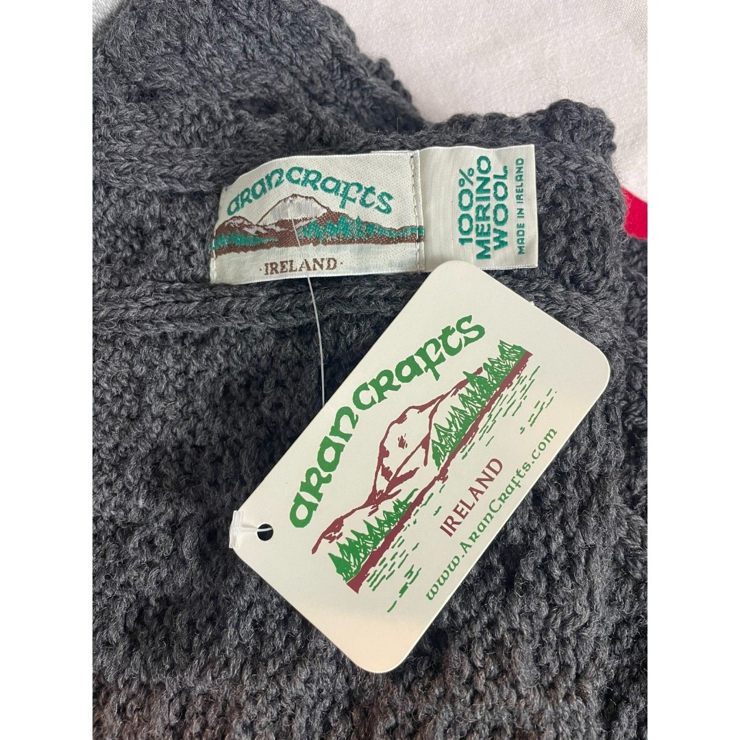 NWT NEW Aran Crafts Irish Merino wool Scarf & Fingerless gloves Gray gift set