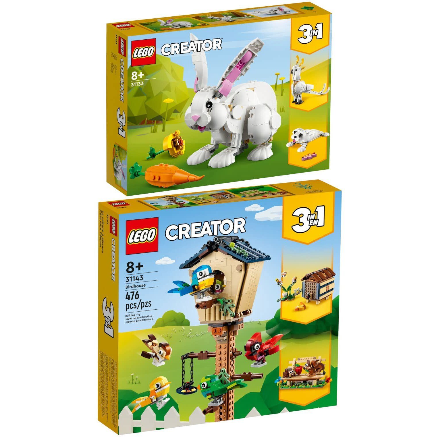 Lego Creator Set of 2: 31143 Bird Feeder & 31133 White Rabbit