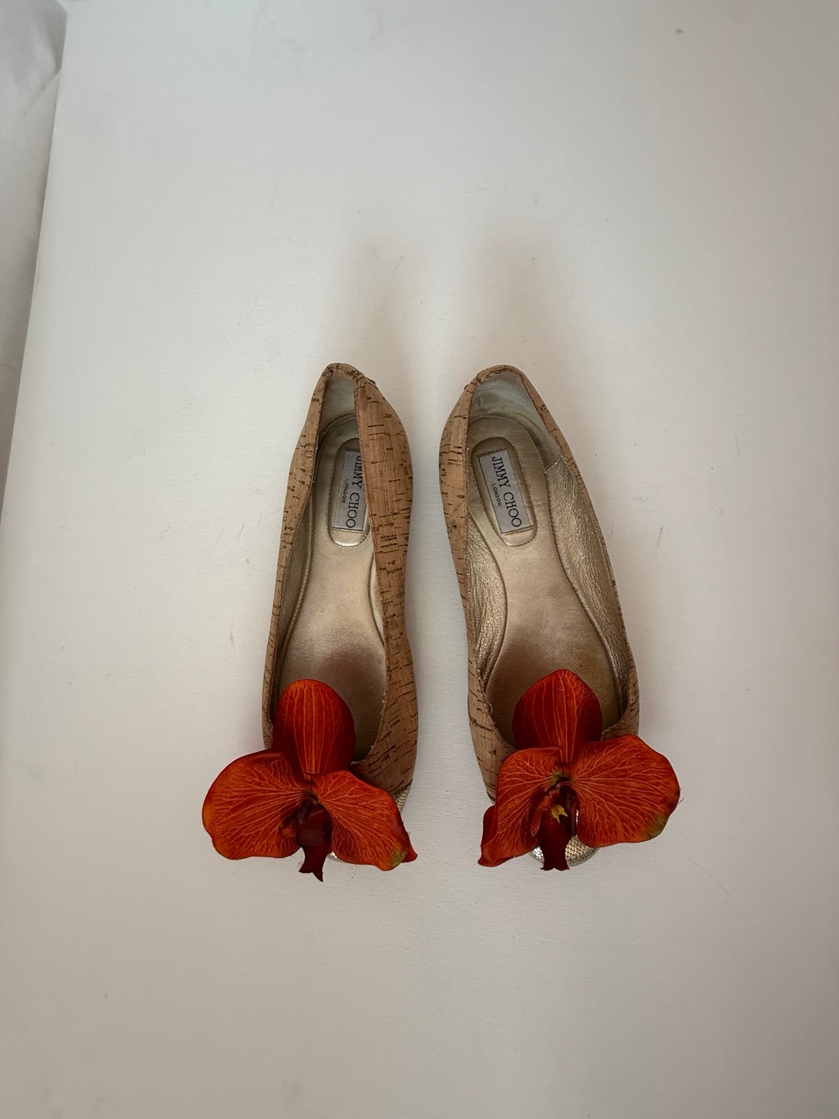 Jimmy Choo orchid Womens Metallic Round Toe Slip On Ballet Flats Beige 39.5 9.5