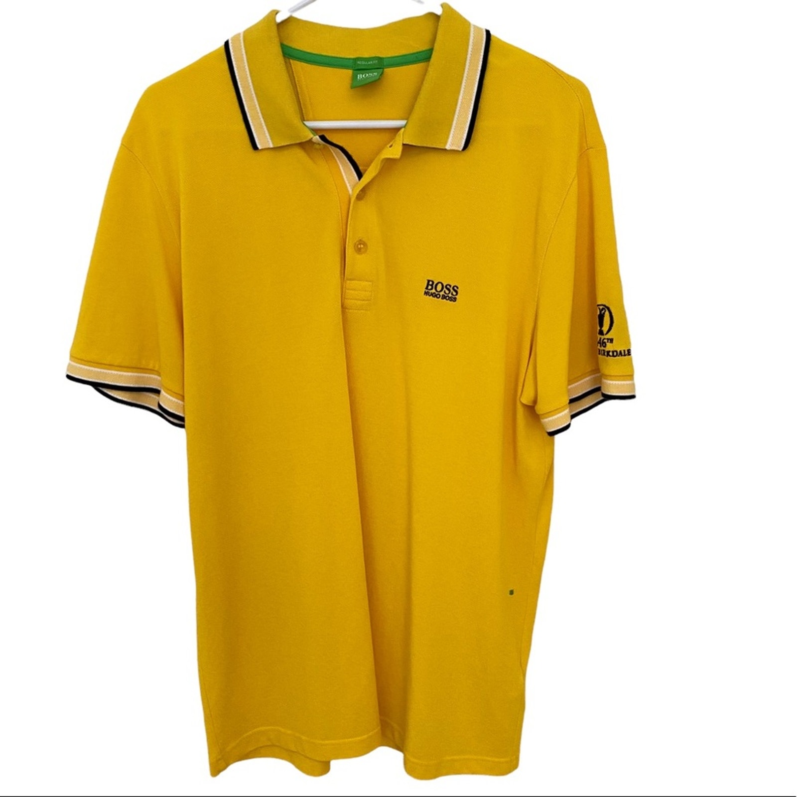 Hugo Boss polo Golf Shirt Royal Birkdale Mens Extra Large vivid yellow Xl 146th
