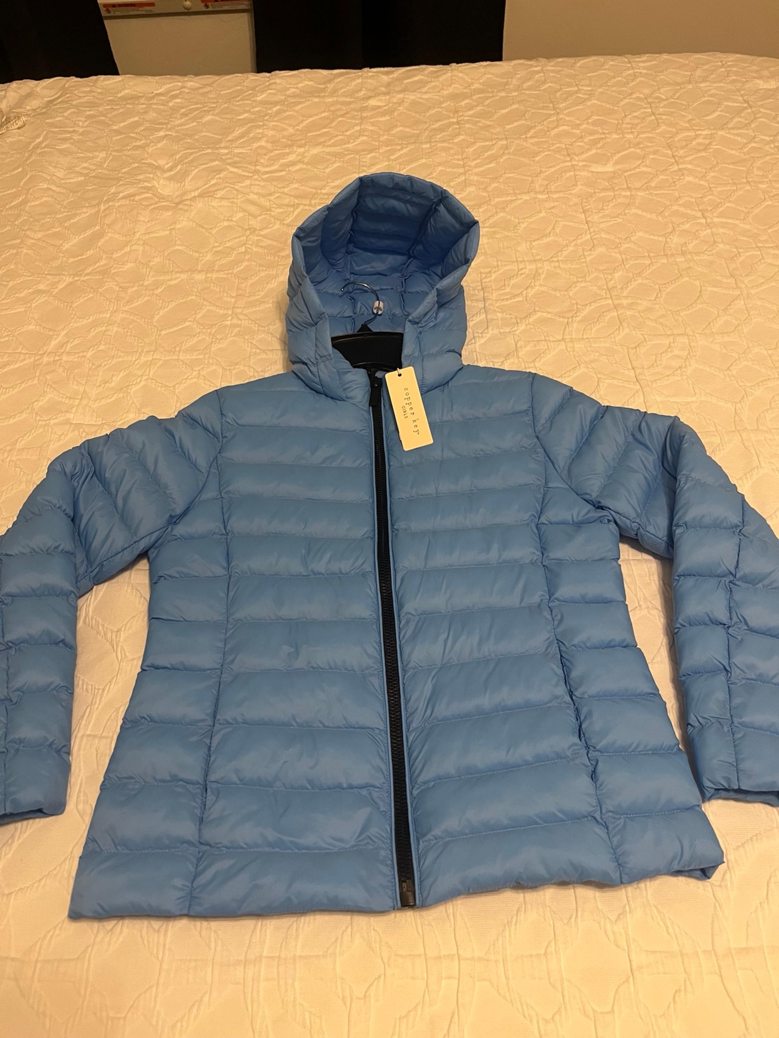 Girls Blue Puffer Jacket With Hood