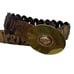 Chicos belt metallic paisley print buckle gold embossing on brown leather L -XL