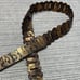 Chicos belt metallic paisley print buckle gold embossing on brown leather L -XL