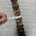 Chicos belt metallic paisley print buckle gold embossing on brown leather L -XL