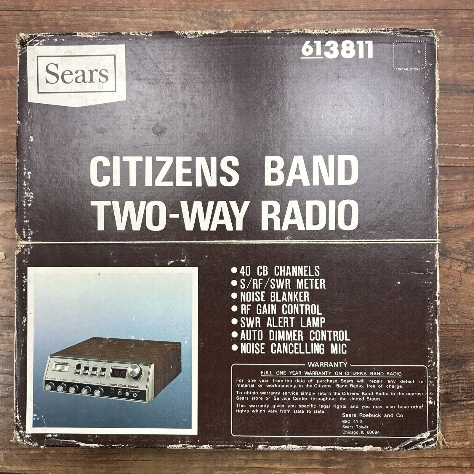 Sears 613811 Road talker 40 Citizens Band Two-Way CB Radio - *EMPTY Box*