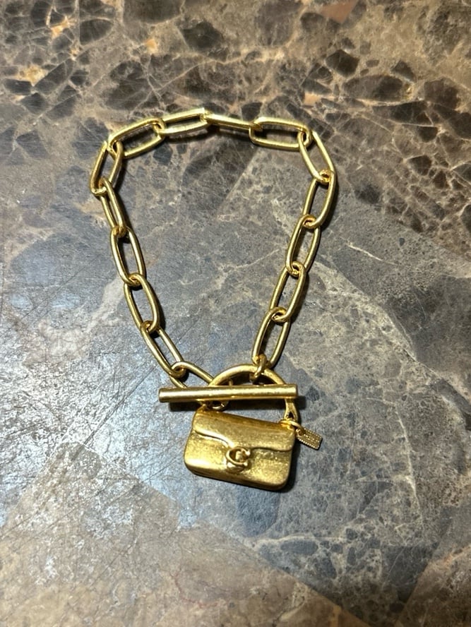 COACH Tabby Bag Polished Brass Charm Bracelet