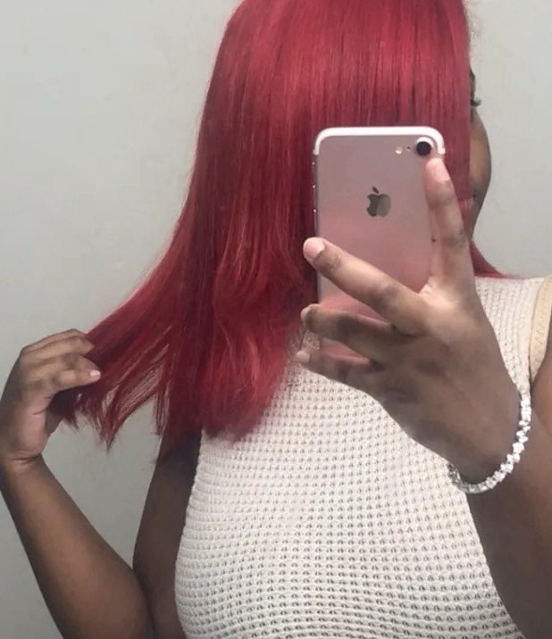 Crimson red lace wig
