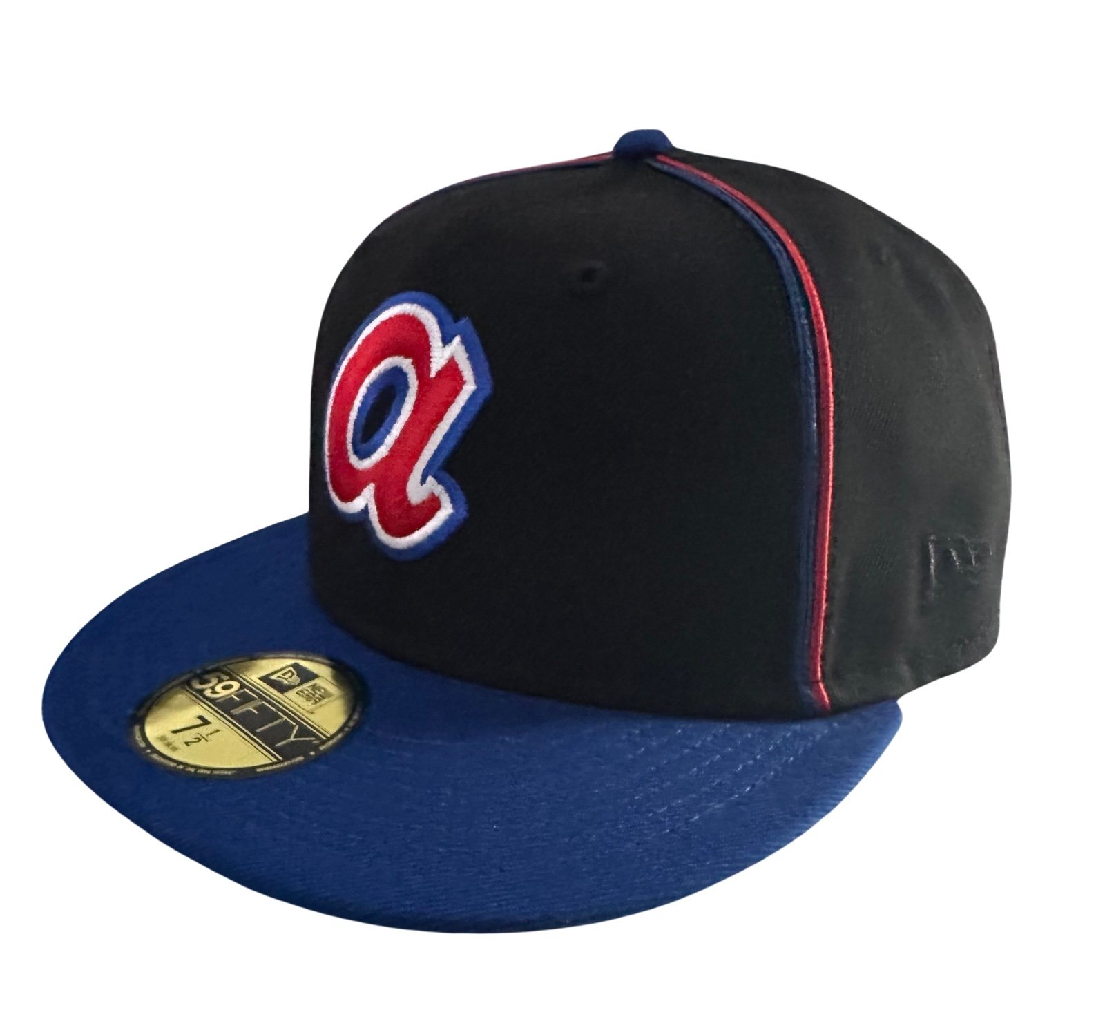 Atlanta Braves BLACK SOUTACHE NEW ERA 59FIFTY Fitted Cap - Sz. 7 1/2