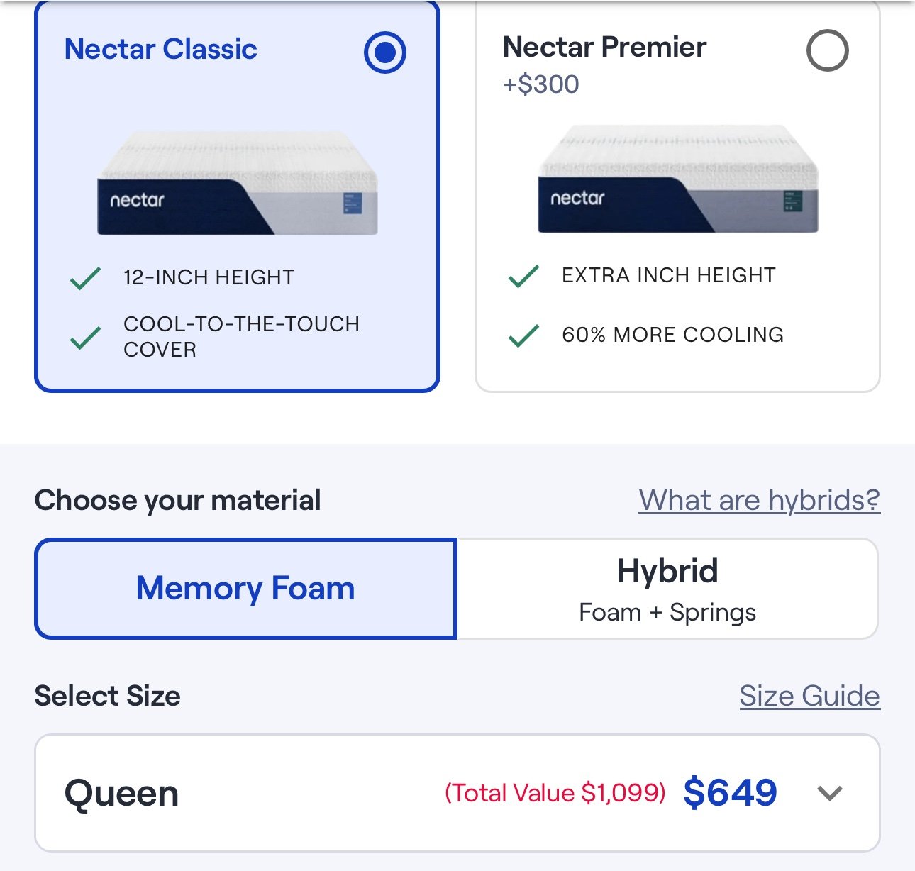 The Nectar Memory Foam Mattress Queen