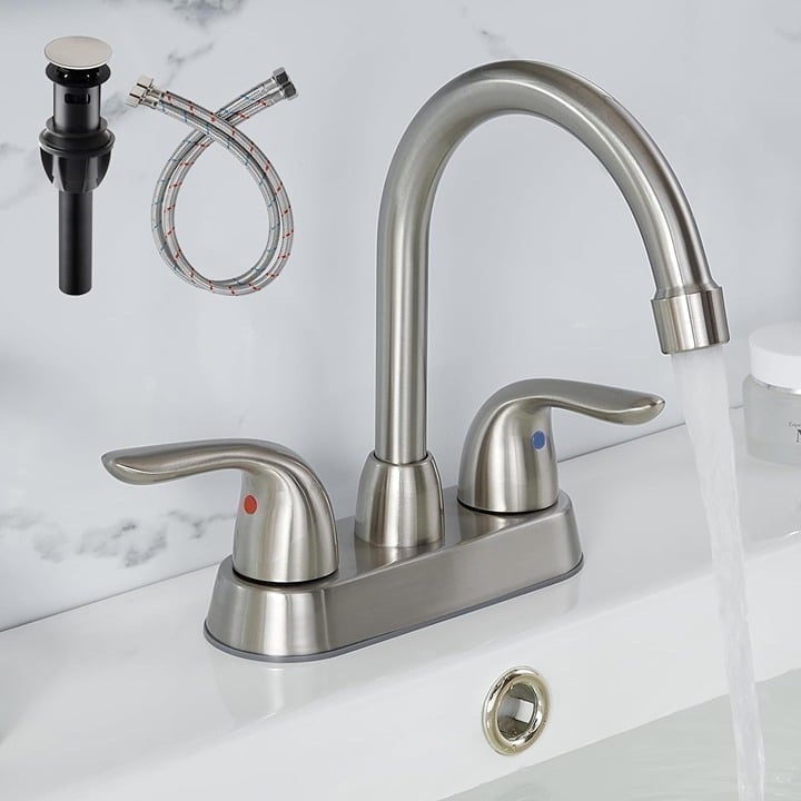 4 Inch Centerset Bathroom Faucet, Brushed Nickel Bathroom Vanity Faucet