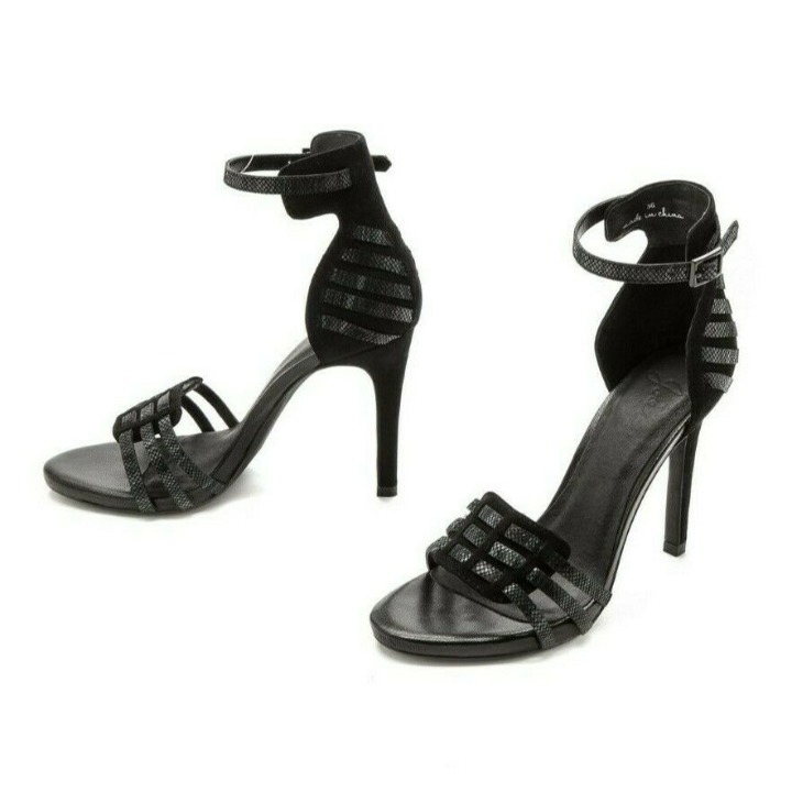 Joie Melba Black Suede Leather Women’s High Heel Ankle Strap Sandals US 7 M 295