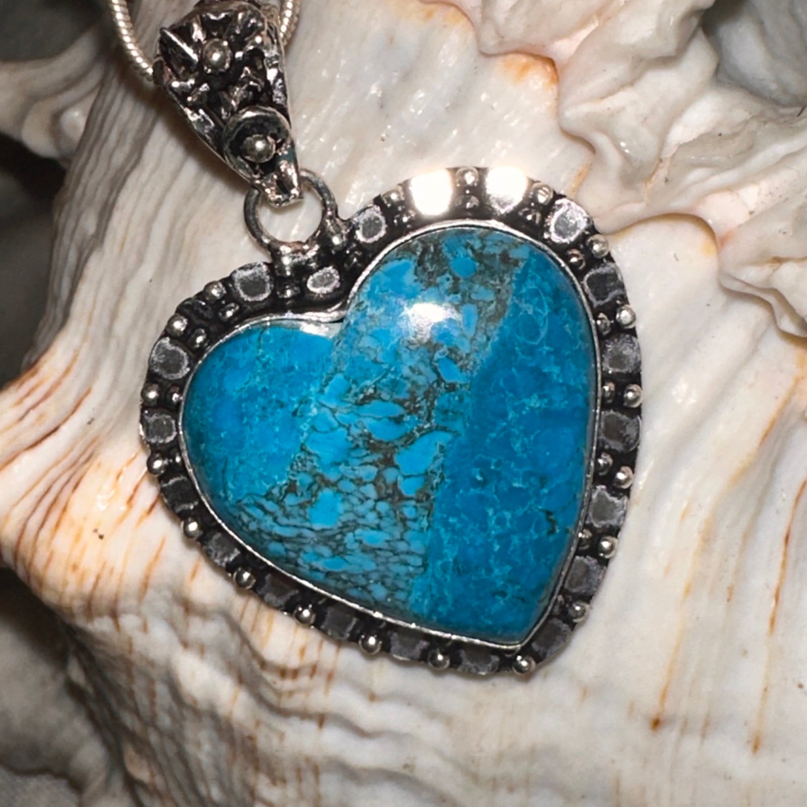 Exotic Kingman Turquoise heart statement Pendant