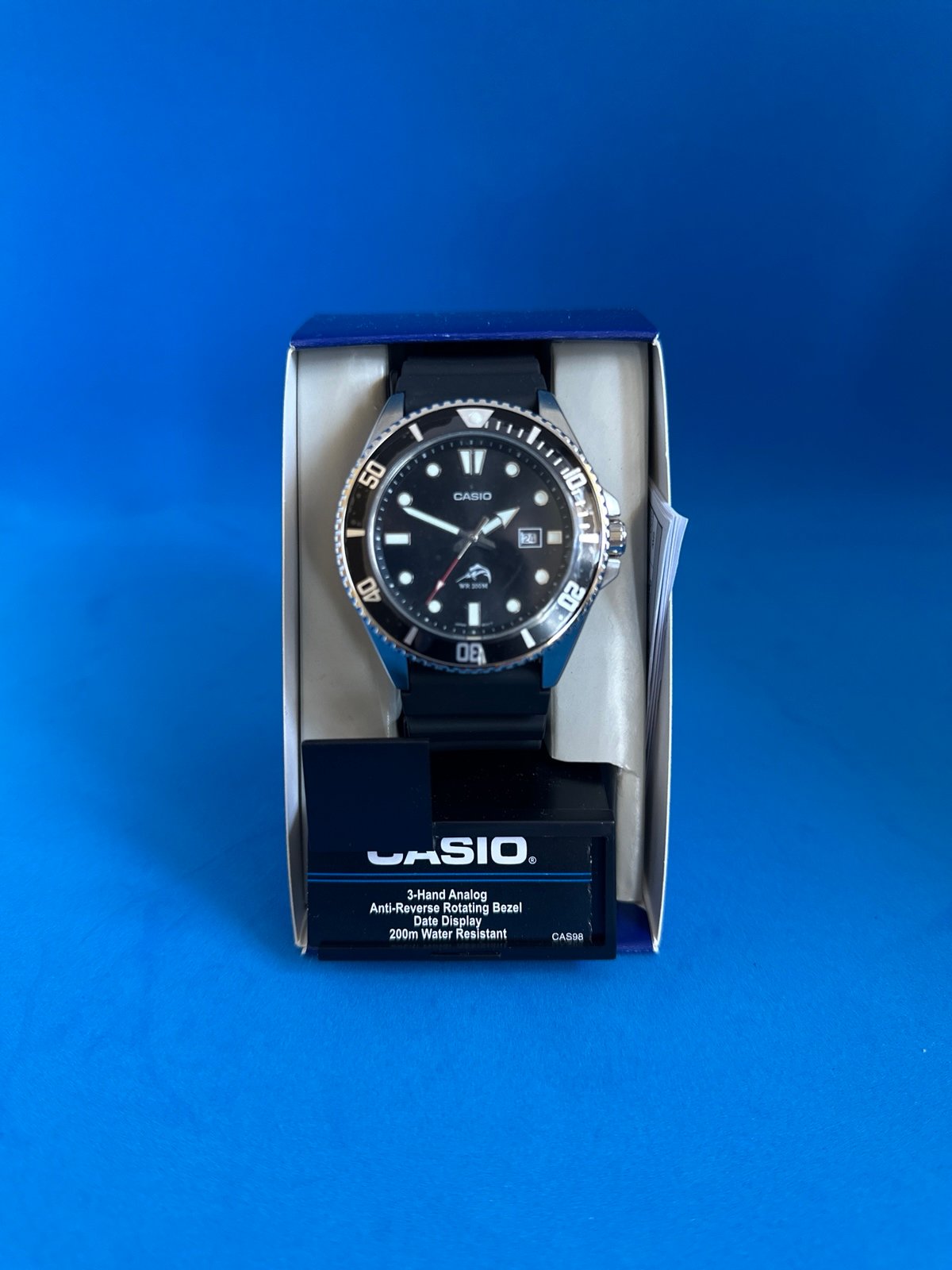 Casio MDV106-1AV Duro Men’s Black Resin Watch, 200M WR, Anti-Reverse Bezel