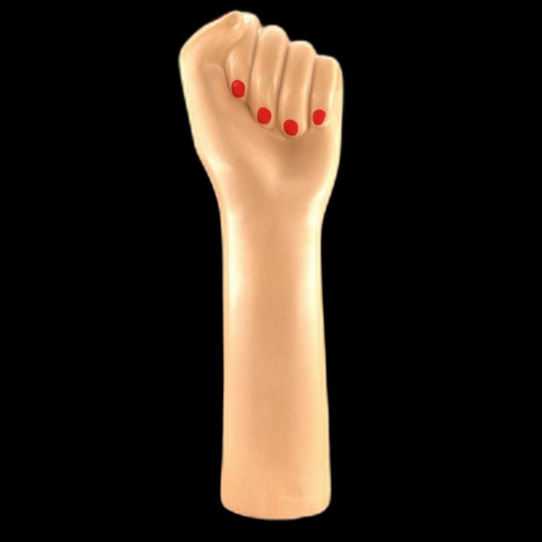 Girl Power Ceramic Vase by DOIY Nude Color Red Nails 12 L x 4.5 W x 2 3/4 Base