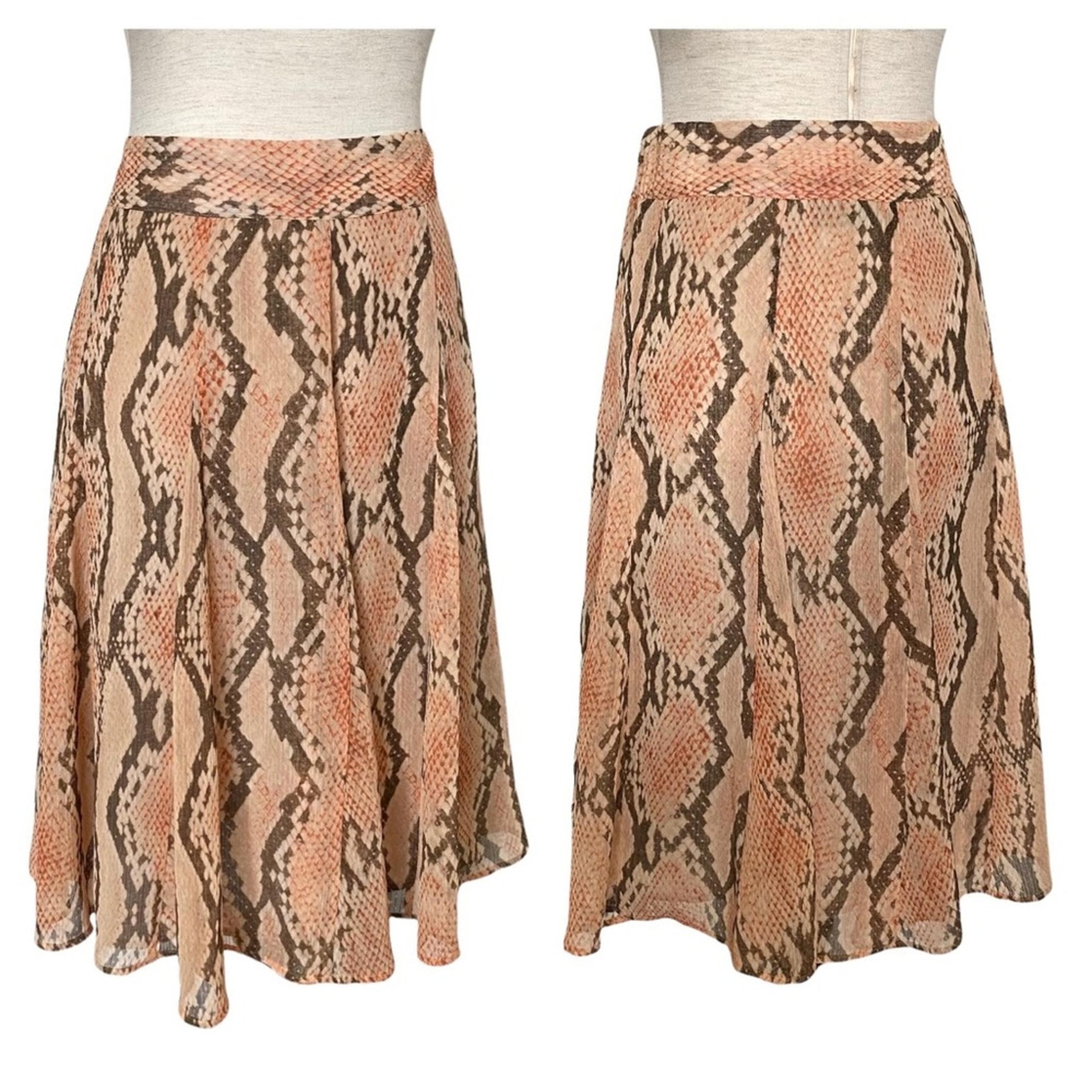 ATTENTION Reptile Print Pleated A Line Swing Skirt Size Medium Pastel Flowy