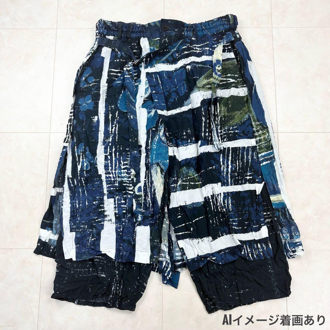 Excellent Condition 20AW⭐️ground Y Western Painting Wrap Cropped Pants Rayon 3