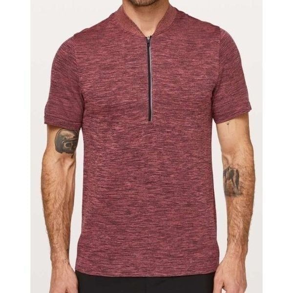b1 Lululemon Metal Vent Tech Surge brick rose 1/2 zip Short Sleeve SHIRT TOP sz