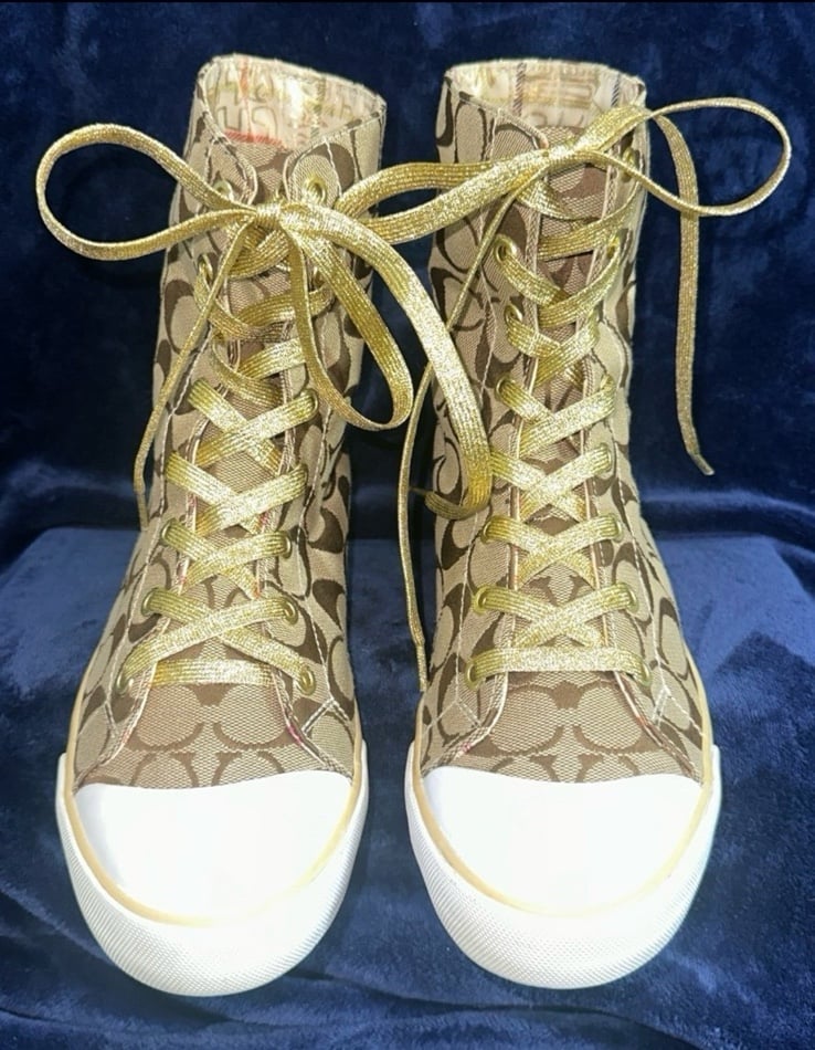 Coach #Q258 “BONNEY” Y2K HI TOP SNEAKERS SIG C’s Excellent RARE