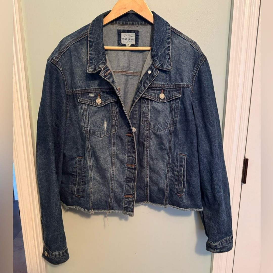 Wax Jean Womens Blue Jean Jacket Classic Design SZ 2XL