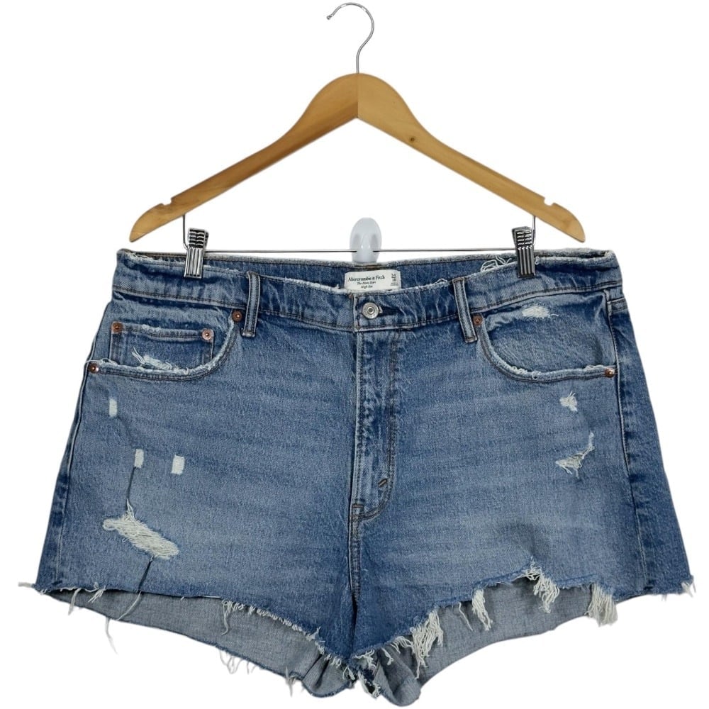Abercrombie & Fitch The Mom Short High Rise Distressed Denim Shorts 34/18