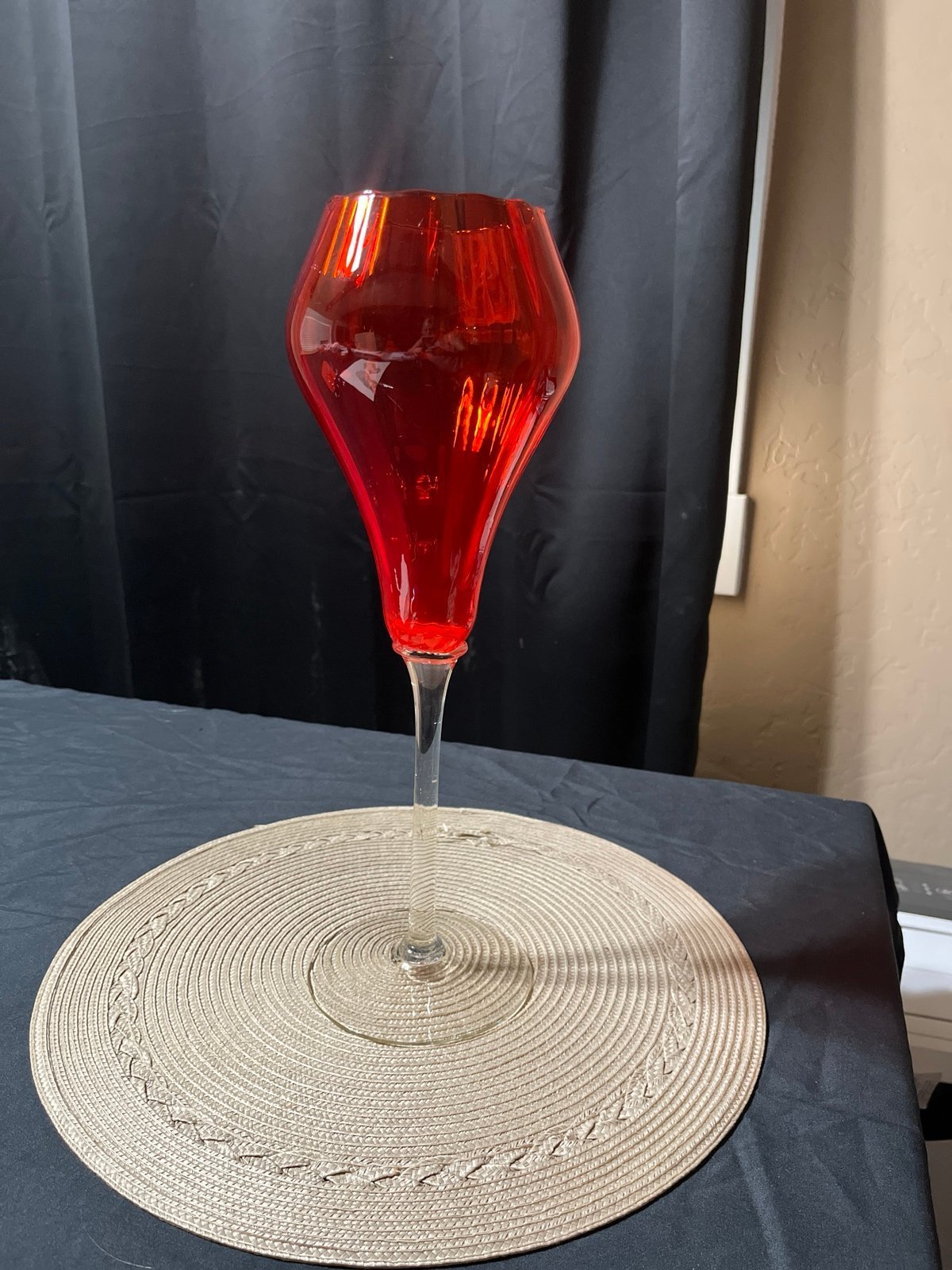 Vintage Empoli Red Goblet Art Glass