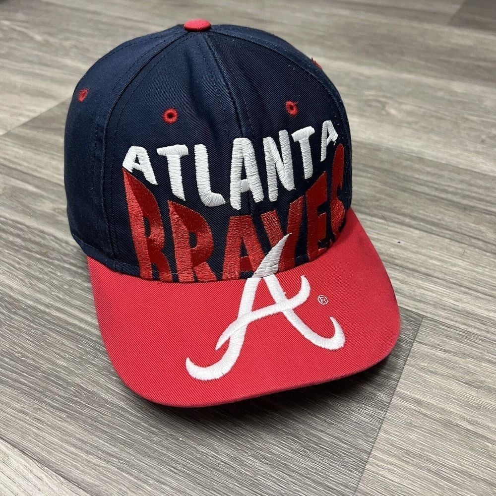 Twins Atlanta Braves Hat Snapback Hat V Arch Big Logo Spellout Cap RARE